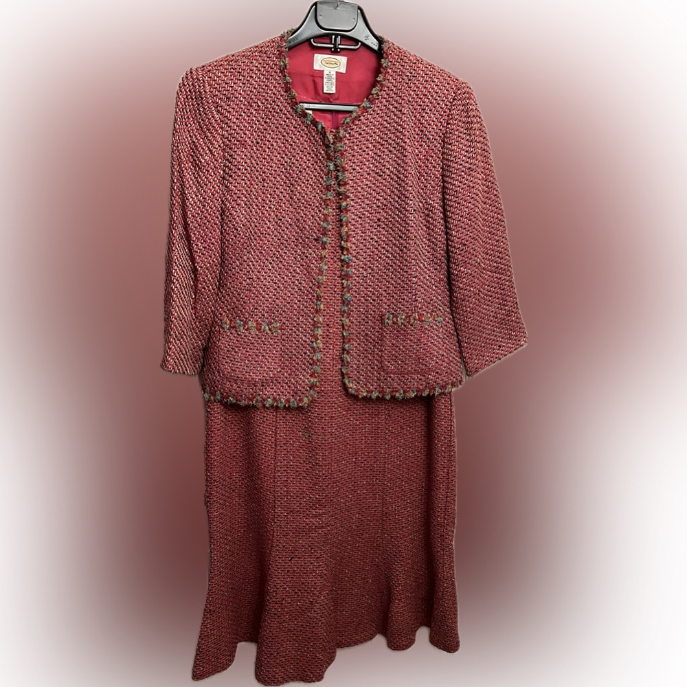 TALBOTS - Tweed dress suit.  Very pretty multi-color, curve enhancing, versatile
